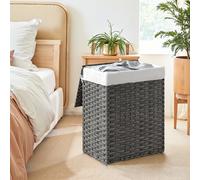 Handwoven Laundry Basket, Grey / 46 x 33 x 60 cm