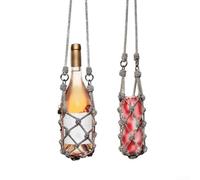 Handwoven Macrame Wine Carrier Bag Reusable Cotton Rope Bottle Holder Lightweight Bohemian Style Tote Portable White 85Cm For Wine Water Bottles Parties Home Decor