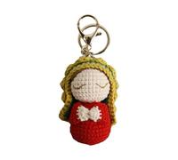 Handwoven Maria Doll Keychain with Rotating Lobster Claws Clip Crochet Yarn Doll Holder for Backpacks Bag Ornament Colorful