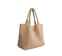 Handwoven Nylon Women's Bag Crossbody Basket Style Armhole Casual Versatile Handheld Soft Single Strap(Pink)