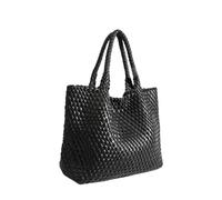 Handwoven Nylon Women's Bag Crossbody Basket Style Armhole Casual Versatile Handheld Soft Single Strap(Black)