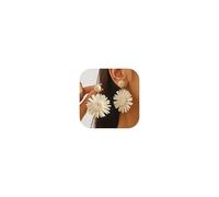 Handwoven Raffia Sunflower Earrings Boho Chic Dangle Jewelry for Summer OutfitsD Spring Earrings Beach Vacation Accessories 2025 Lightweight Women's Dressy Tropical Style, Zinc, No Gemstone