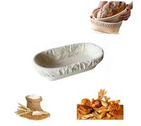 Handwoven Rattan Banneton Proofing Basket with Linen Liner, Natural Cane Bread Rising Bowl for Sourdough Baking, Artisan Bread Making Supplies for Home Bakers (Oval,28 * 14 * 8cm)