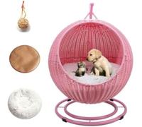 Handwoven Rattan Cat Bed Cave Swing Elevated Cat House