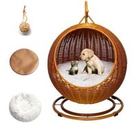 Handwoven Rattan Cat Bed Cave Swing Elevated Cat House