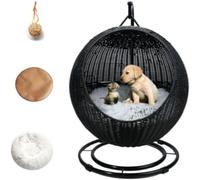 Handwoven Rattan Cat Bed Cave Swing Elevated Cat House