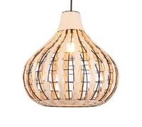 Handwoven Rattan Chaner - Retro Bamboo Lantern Pendant Lamp with E27 Light Source, Ideal for Restaurant, Bar, Farmhouse Decoration
