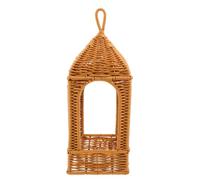 Handwoven Rattan Lamp Shade Brown Plastic Boho Rustic Farmhouse Style | Glare Reduction Feature, Versatile Decorative Use for Hallway and Fence Hanging, Fits LED Candle and String Lights