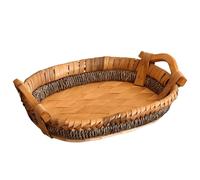 Handwoven Rattan Oval Basket for Storage, Fruit Serving Bowl, Bread Snack Tray, Natural Style Table Organizer for Kitchen, Living Room, Home Decor