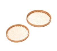 Handwoven Rattan Round Tray Set of 2 Decorative Serving Platters for Snacks & Fruits White Peony Design Perfect for Home Kitchen Parties & Events