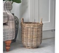 Handwoven Rattan Storage Basket with Handles, Natural Wicker, Small, Log basket, Round Log basket, Wicker basket, rattan basket, plant basket