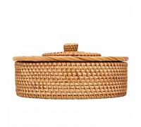 Handwoven Rattan Tortilla Warmer Basket with Lid Ample Space for Parties and Gatherings 10.2" X 3.5"