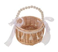 Handwoven Rattan with Arched Handle Basket Flower Girl for Weddings