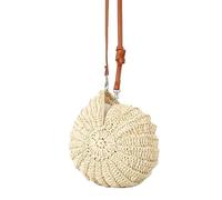 Handwoven Round Rattan Bag with Leather Strap Fashionable Crossbody Bag for Sttylish Natural Styles and Unique Fashion