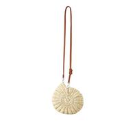 Handwoven Round Rattan Bag with Leather Strap Fashionable Crossbody Bag for Sttylish Natural Styles and Unique Fashion
