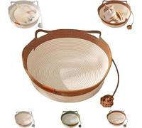 Handwoven Scratchable Breathable Weave, Instinct Basket, Stimulicat Cat Bed, Stimulicat Cat Bed Rope Cotton with Cushion, Eliminates Bed Rejection Round Pet Basket (Brown, Medium)