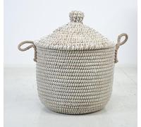 Handwoven Seagrass Laundry Basket with Handle & Lid (Natural, One Size)