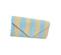 Handwoven Shoulder Bag for Women Holiday Handbag Beach Bag Striped Straw Crossbody Chain Cords Messenger Women Beach Hand Woven, Blue and yellow, Eine Größe