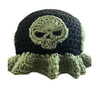 Handwoven Skull Hat For Teens Adult Soft Fishing Cap Costume Winter Warm Windproof Funny Party Prank Headwear Funny Crochet Fisherman Halloween Fisherman Halloween Party Accessory