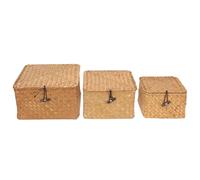 Handwoven Storage Basket Set 3pcs Sea Grass Orange