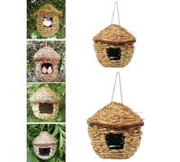 Handwoven Straw Bird Nest Grass House 12cm 14cm Hatching Breeding Cave Eco-Friendly Birdhouse for Parrots Garden Decoration
