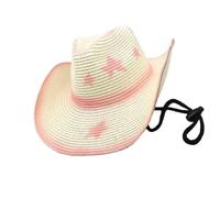 Handwoven Straw Sun Hat with Star Print Wide Brims Sun Protective Hat for Men Women Outdoor Activity Western Event Wear Western Milk White