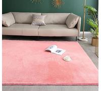Handwoven White Area Rug Large Cotton Carpet for Living Room Kitchen Bedroom Hallway Short Pile Soft & Machine Washable Pink 60x110cm