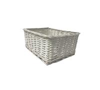 Handwoven White-Wash Wicker Storage Display Basket with Removable Lining, 40 x 30 x 20 cm