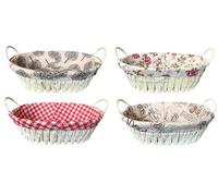 Handwoven Wicker Bread Basket with Gingham Cloth Lining | Rustic Round Serving Basket with Handles for Bread, Pastries, Fruits & Snacks | Elegant Storage for Kitchen, Café, & Home Décor