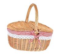 ＡＷＨＡＯ Handwoven Wicker Picnic Basket with Lid And Handle for Hiking Beach