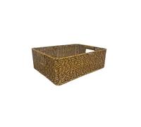 Handwoven Wicker Storage Basket, Natural Brown, Rustic Farmhouse Style, Multi-Purpose Organization Container, 39x29x13 cm