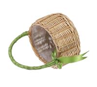 Handwoven Willow Flower Basket With Ribbon Bow Handle Elegant Wedding Gift For Candy Flowers Home Decor Wicker Rattan