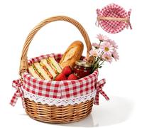 Handwoven Willow Storage Basket Wicker Basket, round Handles