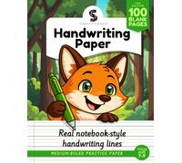 Handwriting Paper Medium-Ruled for Kids with Colour Guide Lines Notebook Style: Ages 7-9 | Fox Edition | Supports Letter Placement and Neater Writing