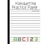 Handwriting Practice Paper Low Vision: Blank Writing Pages with Thick Bold Lines | Dotted Line in Middle | Large Space between Solid Lines