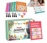 Handwriting Workbook - 10.43 Inch | Handwriting Book | Writing Art Workbook | Tracking Guide | Grooved Reusable Pages That Trace Letters and Numbers