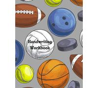Handwriting Workbook: 8.5 x 11, 50 Pages, Blank Handwriting and spelling workbook. Childrens Sports Themed