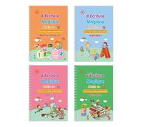Handwritten Book, Engaging Learning Tool, Set of 4, Magic Grooved Practice Copybook, Number And Letter Tracing, Effortless To Use, For Boys And Girls 3-8 Years Old