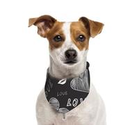 Handwritten Hearts Words Love,Dog Bandanas Cotton Pet Scarf Adjustable Bibs for Pet,S