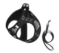 Handwritten Hearts Words Love,Pet Harness,Adjustable Reflective Dog Harness,Pet Leash Vest,L