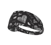 Handwritten Hearts Words Love,Sports Sweatband for Unisex Multi Headband Elastic Exercise Hairband