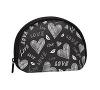 Handwritten Hearts Words LoveSmall Makeup Sanitary Napkin Storage Bag,Women's Cosmetic Coin Purse