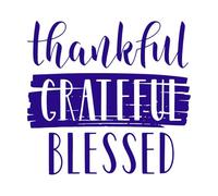 Handwritten Lettering Thankful Grateful Fine Carving Stickers 67.2x71.2cm Waterproof DarkBlue