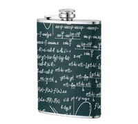 Handwritten Math Formulas Pattern,304 Stainless Steel 8oz Flask Pu Leather Case, Pocket Flagon Outdoor Flat Liquor Flask