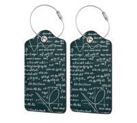 Handwritten Math Formulas Pattern,Luggage Tags Pu Leather Name Tag Travel Suitcase Identifier ID Tags Durable Luggage Label 2 pcs