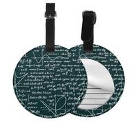 Handwritten Math Formulas Pattern,Luggage Tags Pu Leather Name Tag Travel Suitcase Identifier ID Tags Durable Baggage Label 2 pcs