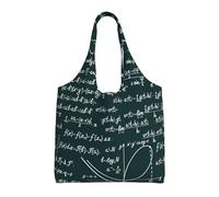 Handwritten Math Formulas Pattern,Reusable Tote Bags Grocery Bags Large Capacity Canvas Shopping Shoulder bag