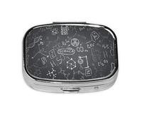Handwritten Science Drawing Printed,Meta Pill Box 2 Compartment Medicine Case,Portable Organizer,Rectangle Meta Portable Organizer Pill Box 1070 Compartment Medicine Case