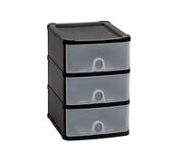 Wham Handy 3-Drawer Storage Tower - Stackable Plastic - Black