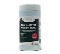 Handy Aid Disposable Manikin Wipes - 10 x 12cm - Tub of 200 Probe Hard Surfaces Disinfectant 70-80% Alcohol Wipes